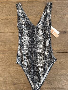 GB Black & White Snake Print Bodysuit NWT